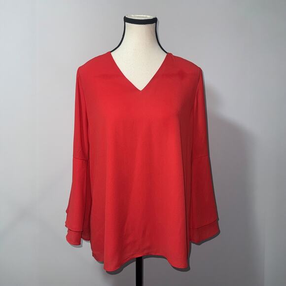 Alfani Tops - Alfani Women’s Red Bell Sleeve V-Neck Top Size 8 petite